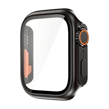 iMall Apple Watch 兼容 Ultra 風格 9H鋼化玻璃全包覆邊框保護殼  Apple Watch 6/5/4/SE2/SE 40mm  黑色  1個