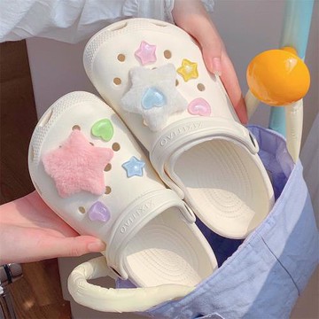 細細條少女心五角星踩屎感洞洞鞋