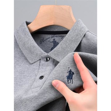 濮森保羅Polo衫男士長袖t恤純棉中年爸爸春秋裝上衣服秋衣體桖丅