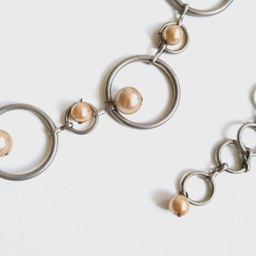 【蛋植物古著】珍珠綴飾金屬古著腰鍊