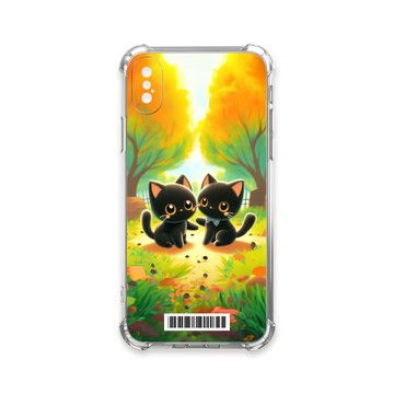 iPhone Xs Max 殼 TRON IPhone XS Max 櫻花公園黑色貓咪  載具 四角防摔殼 手機殼