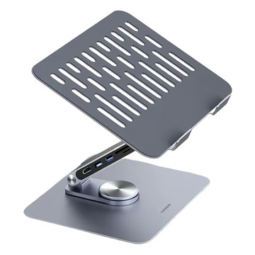 HAGiBiS 海備思 8合一多功能 360度旋轉 筆電擴充器/散熱支架  鋁合金材質 深空灰 支援HDMI 4K/60Hz  USB3.0  SD/TF讀卡  1個