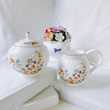 英國Aynsley 小屋花園系列 骨瓷糖奶罐組