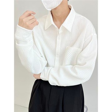高級感白色襯衫男士長袖休閑寬松垂感免燙內搭痞帥秋冬季襯衣外套