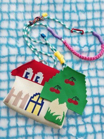 紅房子櫻桃樹異形針織斜挎包童趣