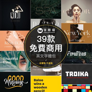 免費可商用英文西文經典襯線活潑時尚優雅字體安裝包PS素材Z006