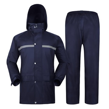 Rainfreem 琴飛曼雨衣 隱藏式帽子兩件式雙層雨衣  M  藏青