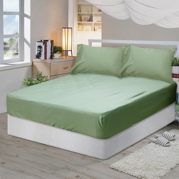 【多利寶寢具】Victoria_萊賽爾簡約素色涼感雙人床包組-橄欖綠