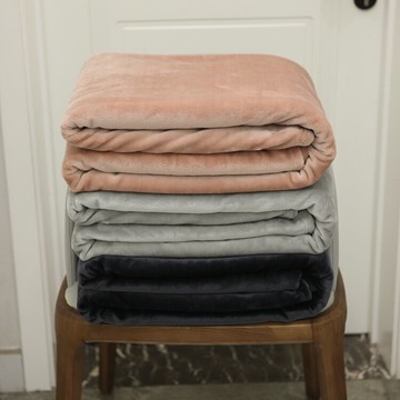 420g/m2特厚！純色外貿多功能牛奶絨毛毯單雙人冬季床單空調被子