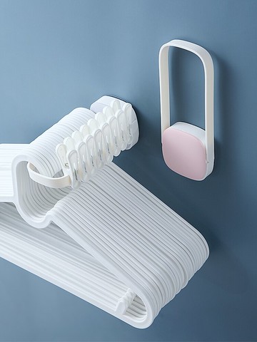 衣架收納整理架陽臺掛鉤晾曬放衣架夾子多功能可折疊免打孔壁掛式