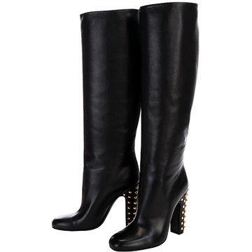 GUCCI 古馳 Jacquelyne 鉚釘飾跟羊皮長靴(黑色)