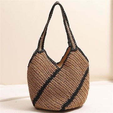 【米蘭精品】現貨+預購 女草編包手提包渡假單肩側背包大容量藤編織包包-斜紋單肩74ly65