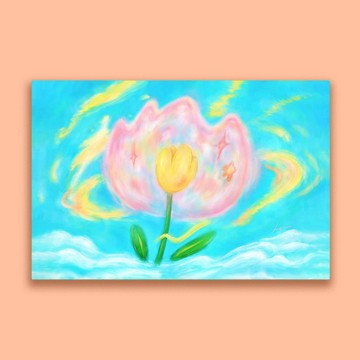花 盛開著如同你的夢-掛畫/畫/畫作/雲/天空/植物/奇幻/療癒/春天