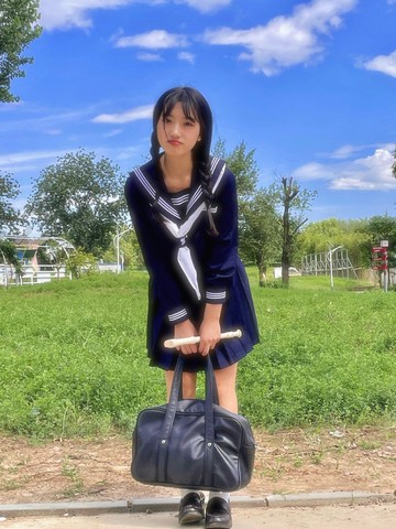 不造自制畫冊款紺色jk制服白領巾校供感制服水手服套裝