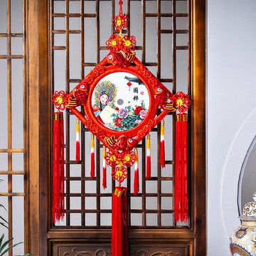 景德鎮陶瓷擺件人物復古中國風客廳家居擺設中式裝飾品中國結掛飾