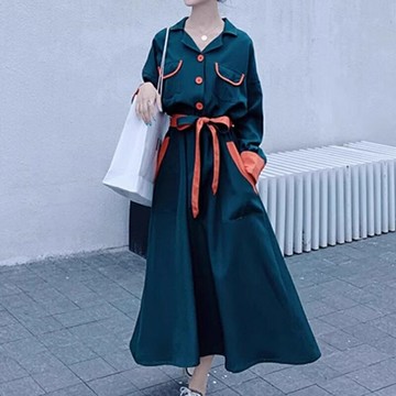 【巴黎精品】現貨+預購 高級法式長洋裝中長裙洋裝連身裙子A字裙大碼寬鬆休閒女裝-長袖氣質女裙子a1ku35