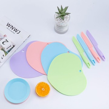 小孩心形兒童塑料菜板寶寶刀具兒童小案板菜板水果板刀砧板套裝