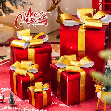 聖誕節用品 免運 開發票 交換禮物 圣誕節裝飾禮品盒紙質擺件禮物盒折疊包裝盒裝扮節日氛圍拍照道具 快速出貨