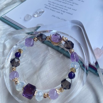 限量款高能量水晶 紫水晶 我的幸運草 14K包金水晶手鍊設計款