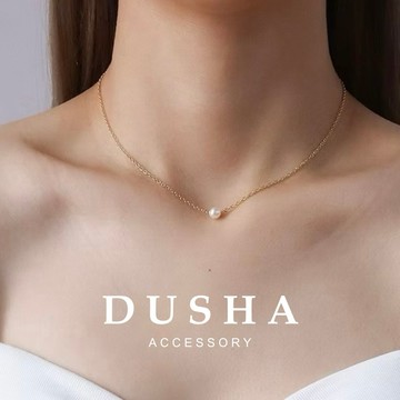 🉑 客製鏈長｜小珍珠鎖骨項鍊．防過敏不掉色｜𝐃𝐔𝐒𝐇𝐀.𝐬𝐭𝐞𝐞𝐥 杜莎鋼飾