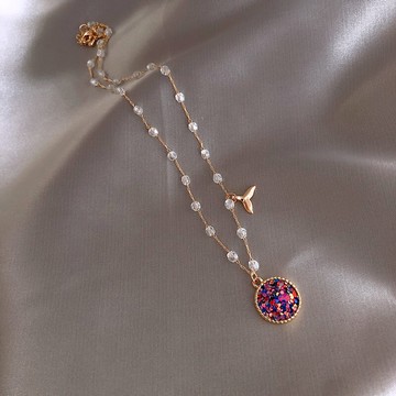 人魚姬項鏈海的女兒超仙頸鏈達人網紅時尚chocker水晶流蘇項鏈