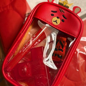 ⭐韓國代購正版⭐東方神起痛包收納包娃包筆袋文具袋可愛熊哥熊妹玩偶透明收納包