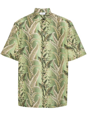 ETRO - floral-print cotton shirt - men - Cotton - M - Green