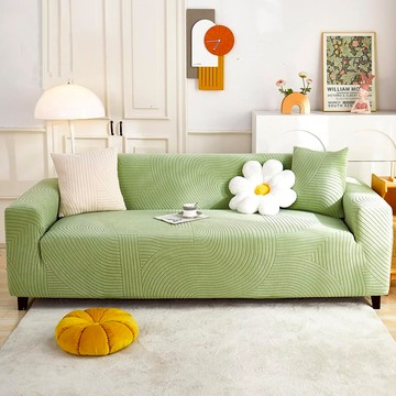 好物良品 抽象藝術系列 防貓抓 高彈力立體提花彈力沙發罩 抱枕套  四季通用  可機洗  可烘乾  180-220 cm  綠色  1件
