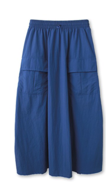 輕防潑雙口袋抽繩腰鬆緊長裙