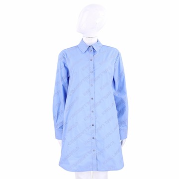 KARL LAGERFELD 卡爾 老佛爺簍空字母藍色襯衫式洋裝 連身裙