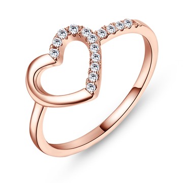 925純銀戒指．半點心．玫金．防小人尾戒