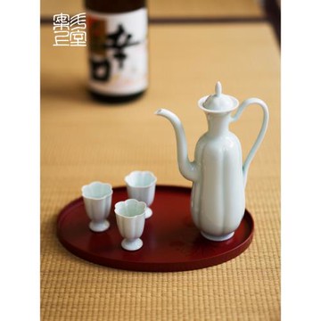 復古景德鎮仿宋湖田窯影青小瓜棱酒具套裝禮盒裝酒壺古風酒杯小盞