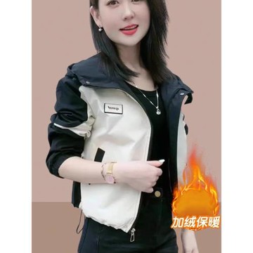 加絨加厚爆款沖鋒衣女2025年秋冬新款短款外套洋氣小個子夾克上衣