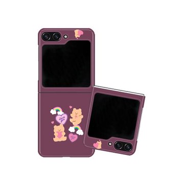 暗紫色熊適用三星zflip6/5手機殼折疊屏4代W25flip心系天下大視窗全包防摔女新款超好看韓國菲林硬保護外套