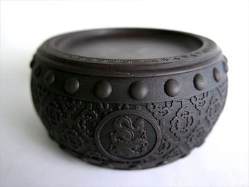 【生肖鼓硯 - 龍】15cm 雙功能 石雕硯台 水盂筆洗-原石端硯名品