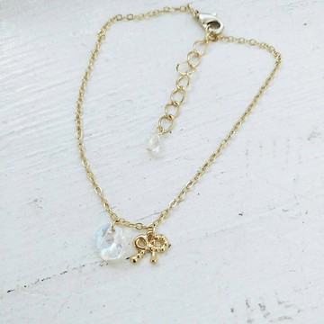 手環 手鍊 小蝴蝶結 水晶  可加購字母