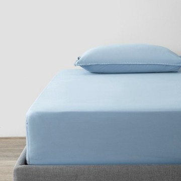 PALETTE200織水洗棉床包單人 天空藍