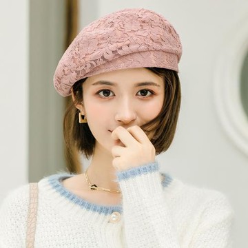 【Emi艾迷】時尚迷人蕾絲春夏薄款貝雷帽