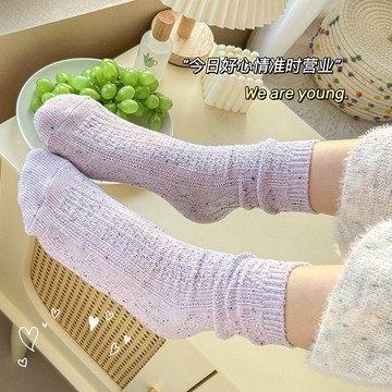小紅書同款 日系中筒 女襪 糖果色 點子紗 學院風 堆堆襪 諸暨襪 不悶腳 透氣吸汗 百搭襪 學生襪 簡約個性 臺灣出貨