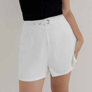 【PolyLulu】 MUA!歐美辣妹金屬側釦造型環A字短褲 中大尺碼褲子