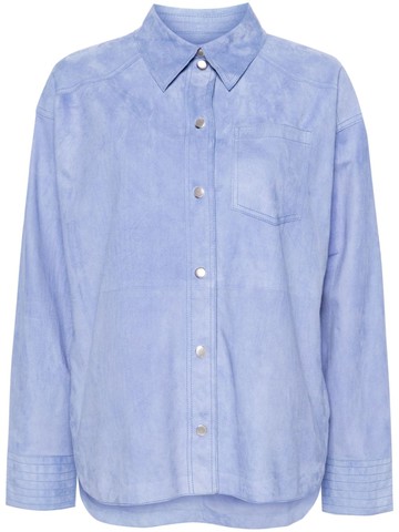 S.W.O.R.D 6.6.44 - long-sleeve suede overshirt - women - Suede - 44 - Blue