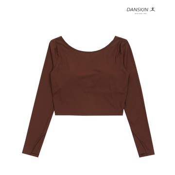 【Danskin】咖啡色長袖附BRA上衣 X5WUD171