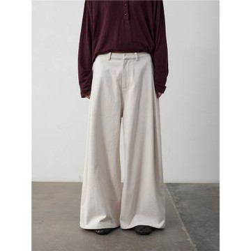 SOMETHING100%棉寬松直筒版型倒褶休閑褲