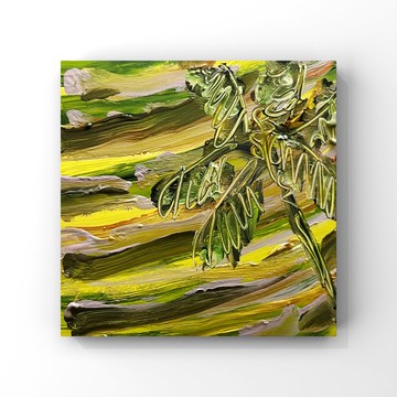 峇裡島日落繪畫色彩鮮豔的半抽像印尼風景棕櫚樹