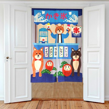 柴犬 門簾 棉麻