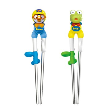 Edison 立體不銹鋼學習筷2件組  啵樂樂+卡龍  1組