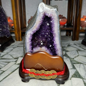 內洞下凹 紫水晶洞 ESPa+✨22.2kg♥️鈦晶 多彩瑪瑙 晶牙水亮漂亮 收藏 水晶洞 紫晶洞 晶洞 A2559