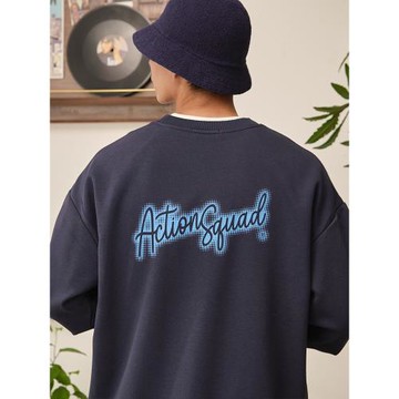 ACTIONS 秋冬季幻影印花多色套頭圓領衛衣美式寬松休閑長袖男潮牌