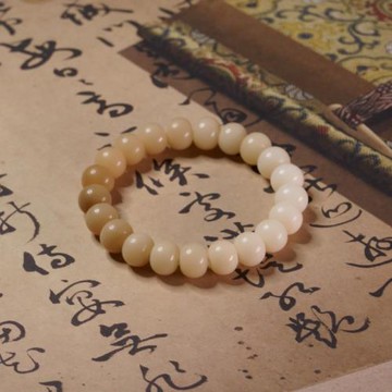 天然白玉菩提菩提根根手持桶珠手鏈男女菩提子漸變色單圈高密手串