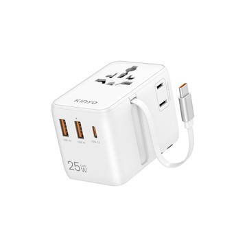 【廠商直送】KINYO自帶線氮化鎵萬國轉接頭25W